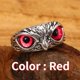 thumbnail image 5 of Anillo de búho de ojo de diablo vintage Anillo ajustable con apertura creativa y exagerada para pareja de animales, 5 of 5