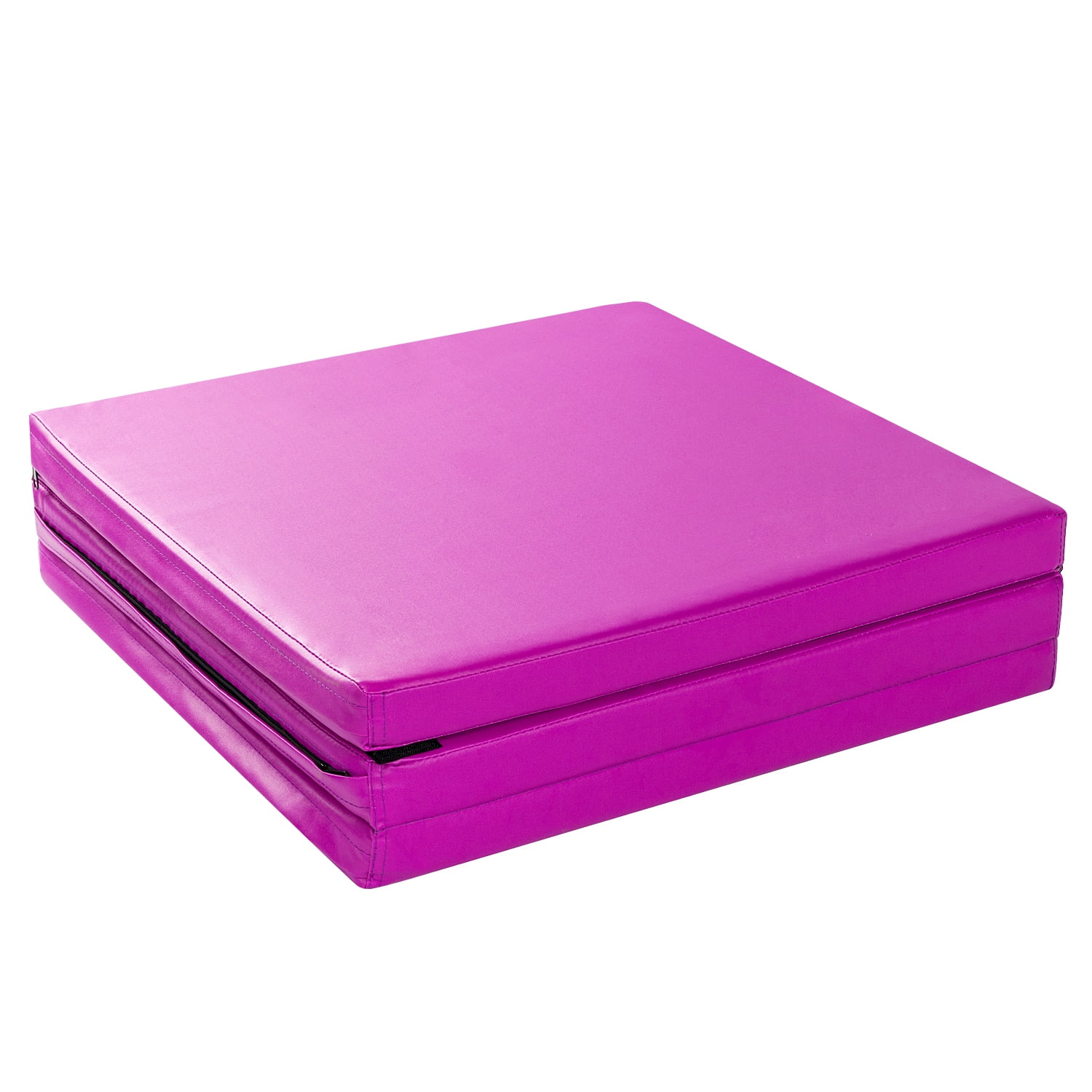 Matladin 6' Folding Tri-fold Gymnastics Gym Exercise Aerobics Mat, 6ft x 2ft x 2in PU Leather Tumbling Mats for Yoga Cheer leading(Purple)
