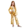 thumbnail image 3 of Manyakai Kids Girls Long Flare Sleeve Retro Disco Jumpsuits Movie Star Singer Fancy Dress Up Rave Party Bodysuits Gold 8, 3 of 7