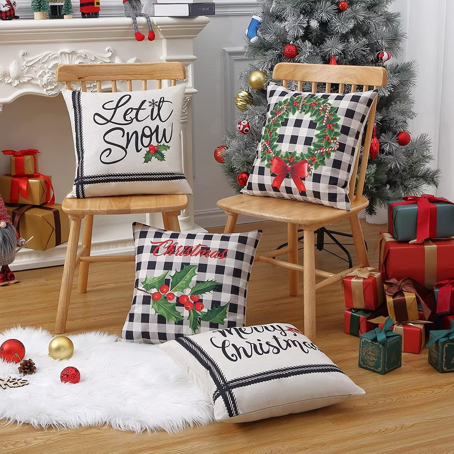 Christmas Pillowcases, Christmas Decorations Christmas Pillows Winter  Holiday Throw Pillows Christmas Farmhouse Sofa Decoration,pillow Inserts  Not Included - Temu