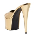 thumbnail image 4 of FSJ Women Classic Stiletto High Heel Mules Peep Open Toe Backless Platform Sandals Slip On Summer Daily Walking Party Dressy Slide Shoes Size 8.5 Gold, 4 of 5