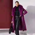 thumbnail image 3 of Chaqueta de piel de oveja auténtica de Tajiyane para mujer, abrigos largos de plumón de ganso blanco cálidos para invierno, parkas moradas con cuello de piel de zorro de lujo, 3 of 5