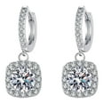 thumbnail image 1 of Pendientes colgantes para mujer Pendientes de plata 925 con perlas Pendientes colgantes con circonitas y perlas multicolores Cuatro circonitas en forma de hebilla, 1 of 8