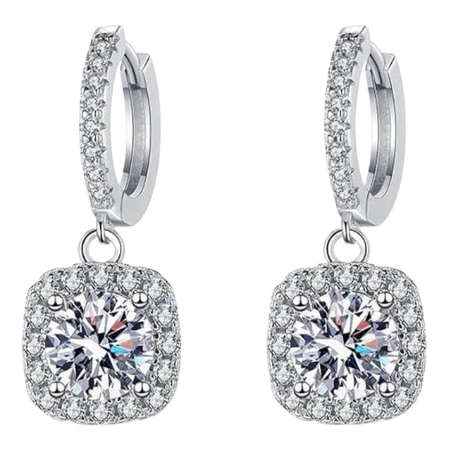 Pendientes colgantes para mujer Pendientes de plata 925 con perlas Pendientes colgantes con circonitas y perlas multicolores Cuatro circonitas en forma de hebilla