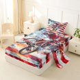 thumbnail image 2 of Manfei Racing Motocross Twin Sheets,Vintage American Flag Bedding,Blue Red White,3 Pieces,1 Fitted Sheet and 1 Pillowcase, 2 of 6