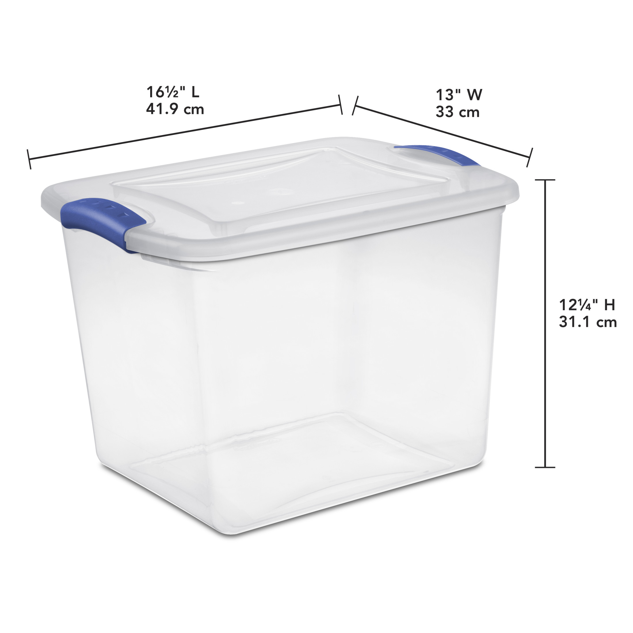 Sterilite 27-Quart Latching Storage Bin, Clear with Blue Accents (2-Pack) photo 3