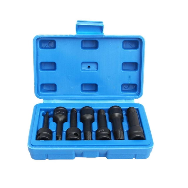 Feltree 7Pcs Screw Extractor Set for Removing Damaged Screws, Chromium Vanadium Steel Broken Screw Remover Tool with Storage Case, 1/2 & 3/8 Inch