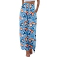 thumbnail image 2 of Blue Women's Casual Pants, Womens Daily Elastic Waist Pockets Straight Printed Color Casual Pants Loose Long Trousers,Women's Casual Pants L, 2 of 9