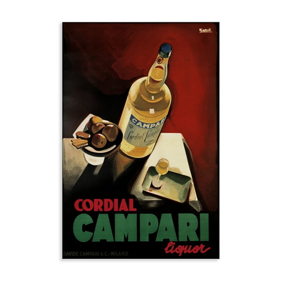Stupell Industries Vintage Campari Wine Food & Beverage Painting Wrapped Canvas Canvas Art Print Wall Art, 16 x 24