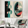 thumbnail image 1 of Designart "Retro Turquoise Paradise Illustrative Bliss I" Modern Geometric Wall Art Set Of 2 - Modern Turquoise Canvas Set For Living Room Decor, 1 of 6