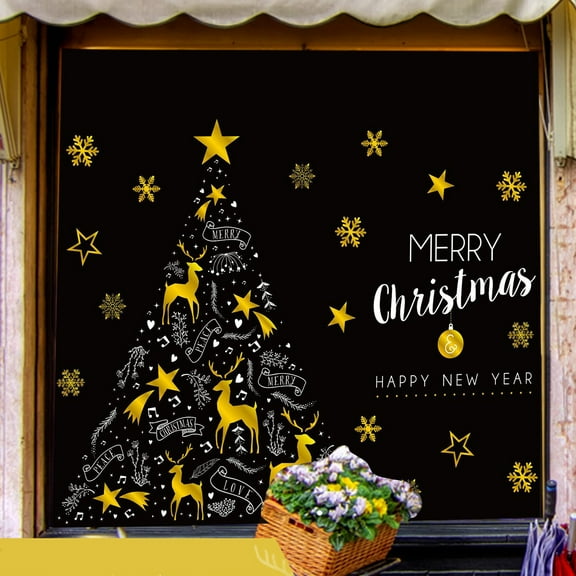 Merry Christmas Wall Art Removable Home Vinyl Window Wall Stickers Decal Decor/ Christmas gilded window stickers Christmas decoration New Year wallpaper glass window decoration gilded AO-J001