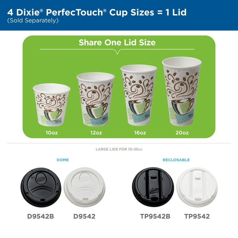 DIXIE PerfecTouch Multicolor 10 oz. Disposable Paper Cups and Lids Combo,  Hot Drinks, 50 Cups/Lids/Pack DXE5310COMBO600 - The Home Depot