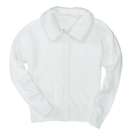 Women's Big Button Fur Collar Cardigan