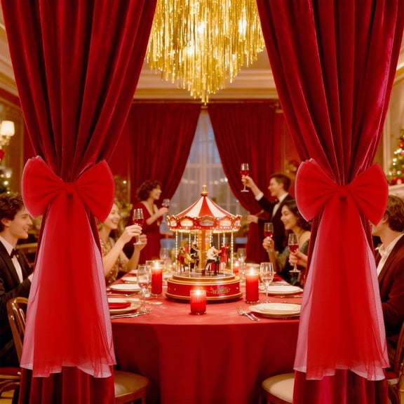 Zhmrfg Valentine's Day Large Bow Curtain Buckle Home Holiday Pendant Wedding Party Romantic Decor Window Drapery Accessory Indoor Outdoor Colorful Nylon Spandex Tieback Elegant Gift Idea