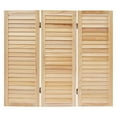 thumbnail image 5 of Log Color Paulownia Wood 35.4x31.9 Inch Triple Partition Screen Folding Partition Shutter Room Partition, 5 of 9