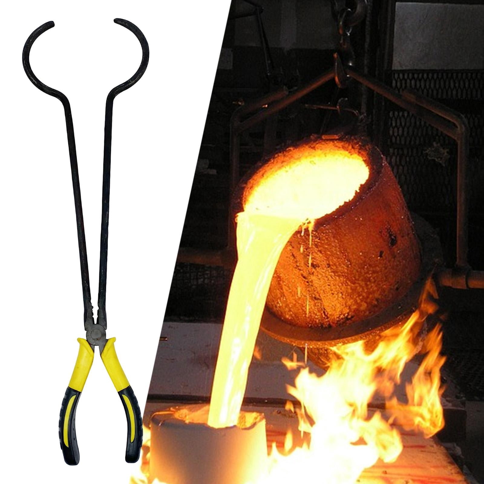 Crucible Tongs Furnace Clamp Jewelry Making Heat Resistant Rubber Grip Laboratory Metal Casting