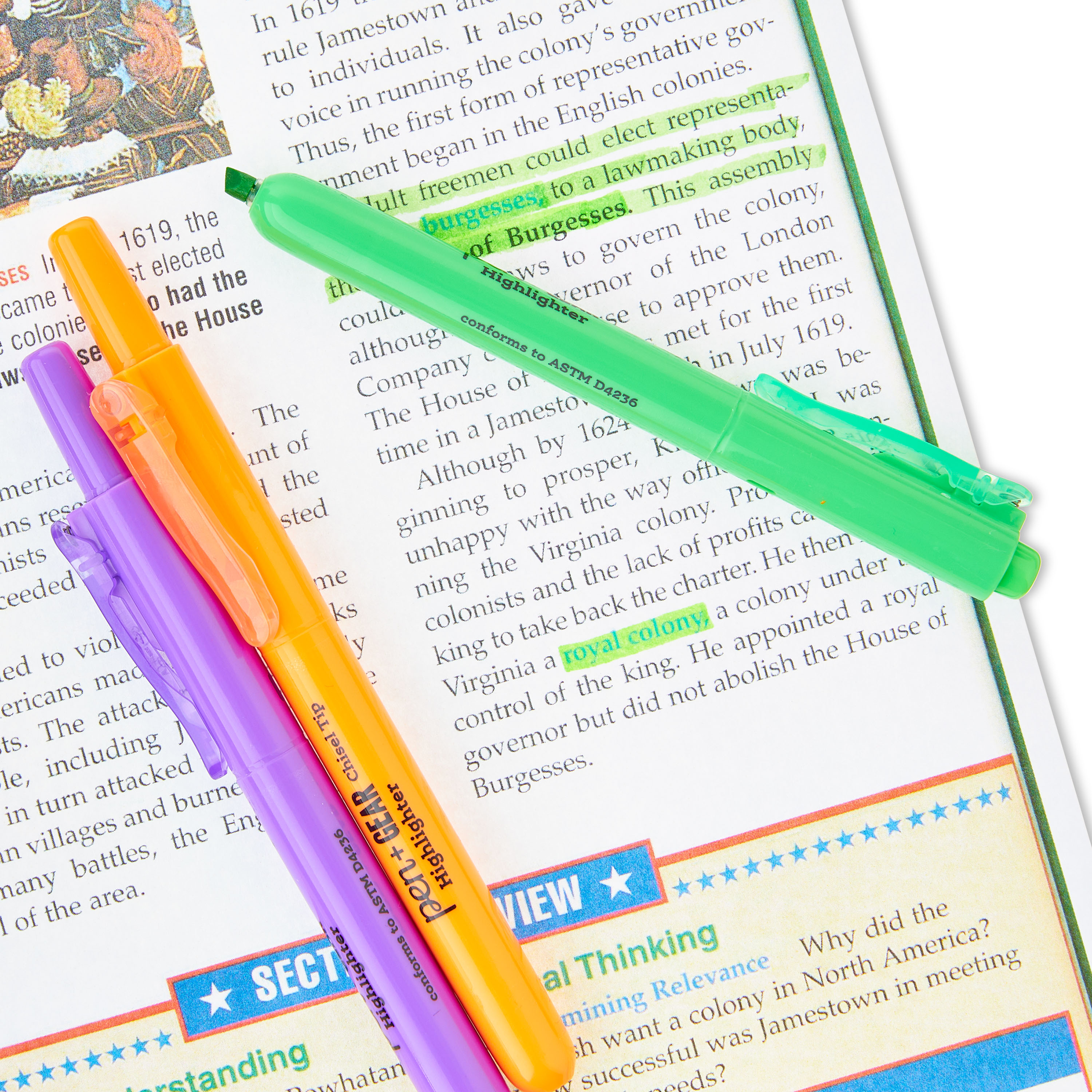 Resaltadores retráctiles Pen+Gear, punta biselada, colores surtidos, tinta multicolor, 12 unidades 2