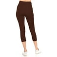 thumbnail image 3 of Women's Casual High Waist Solid Seamless Capri Leggings  Stretch Fit, 3 of 4