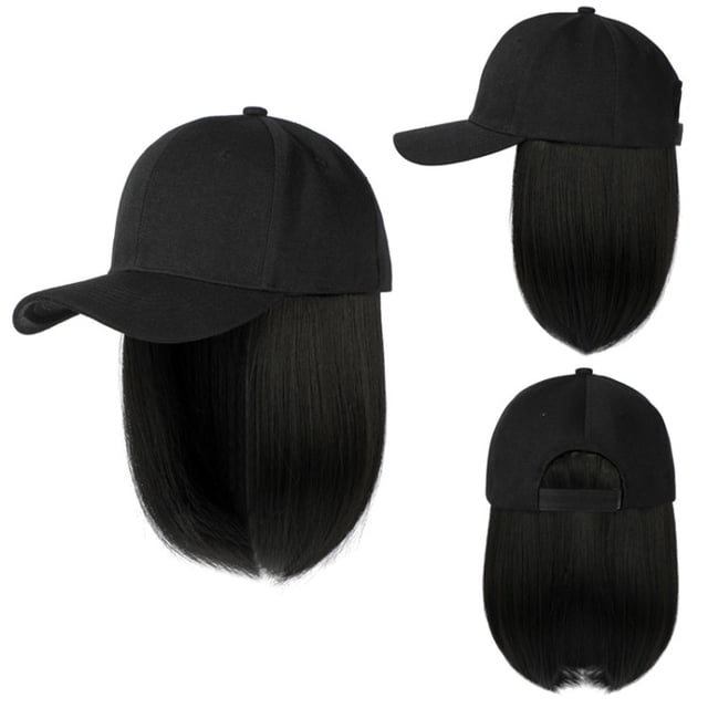 EGNMCR Perruques Cheveux Humains Perruque Courte Droite Perruque de Baseball Casquette de Baseball Perruque avec Extensions de Cheveux pour Femmes Perruque Courte Droite les Bandes