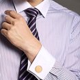 thumbnail image 4 of Yoursfs Brushed Gold French Tuxedo Shirt Cufflinks For Men Stainless Steel Classic Personalized Cufflinks, 4 of 5