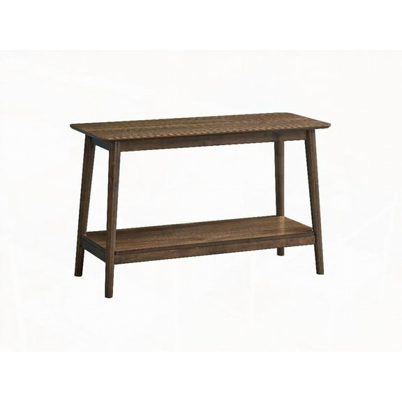 Lamonte Sofa Table with Shelf Made of Solid Rubber Wood