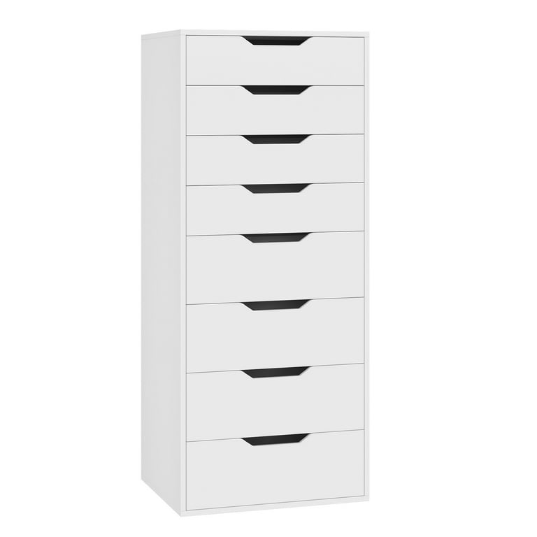 Homfa Vertical 8 Drawer Dresser, 44.5h Modern Drawers Dresser for Bedroom Living Room, White