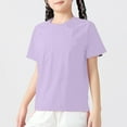 thumbnail image 2 of Linfrsh Teen Girl Shirts Girls Short Sleeve T Shirts Kids Summer Tops Crewneck Tees(Light Purple,Size 9-10 T), 2 of 7