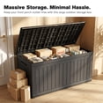 thumbnail image 5 of UIOWIO 320 Gallon Large Outdoor Storage Deck Box,Resin Waterproof UV Resistant Storage Box with Hundles,Outside Lockable Deck Box for Patio Furniture Pool and Sports Equipment,Black, 5 of 9