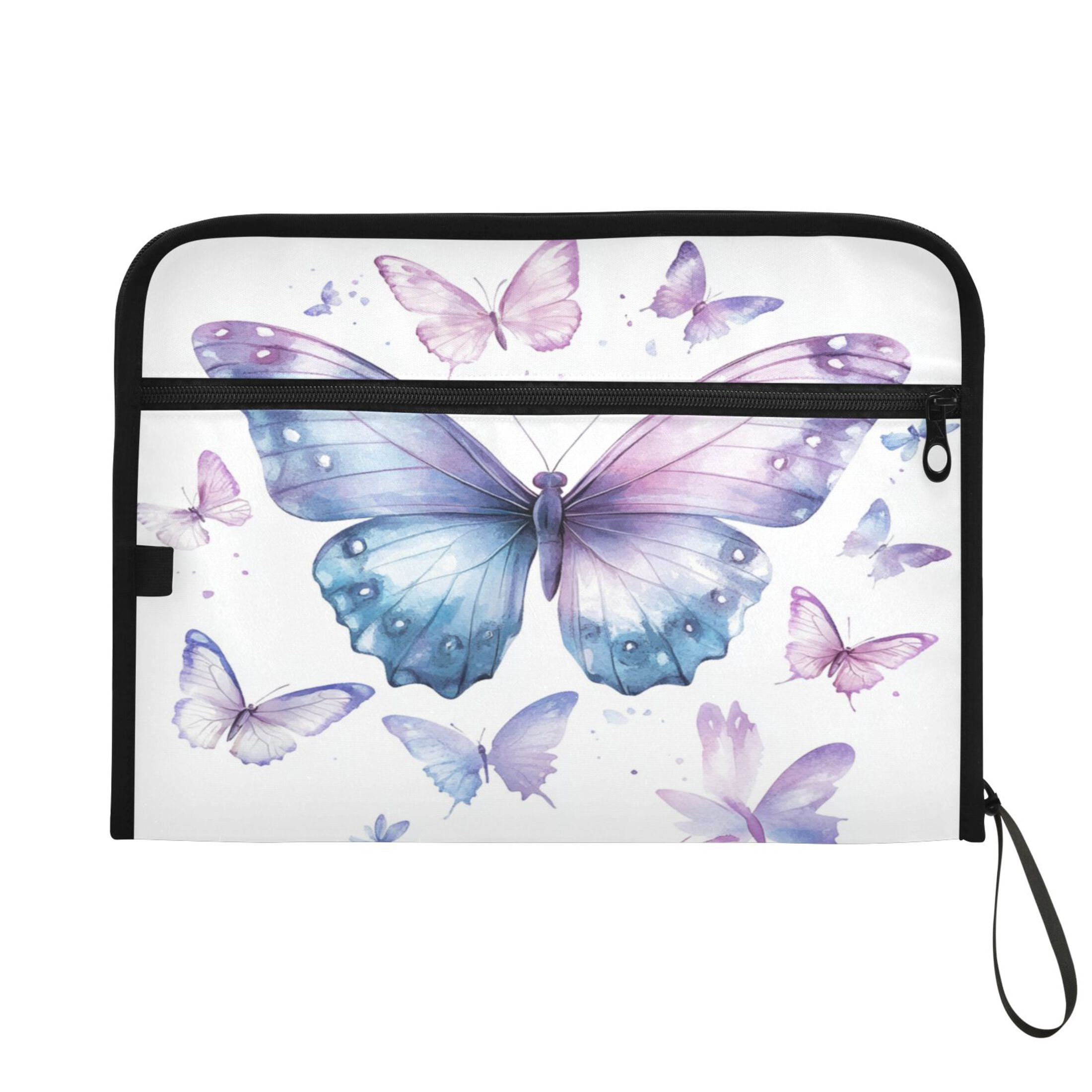 Accordion File Organizer with Zip Closure 13 Pockets Expanding File Folder Letter A4 Paper Document Organizer for Home Office A Flock Of Butterflies