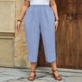 thumbnail image 3 of Maean Plus Size Women Capris Pant Wide Leg Elastic Waisted Casual Baggy Capri Pants with Pockets, 3 of 5