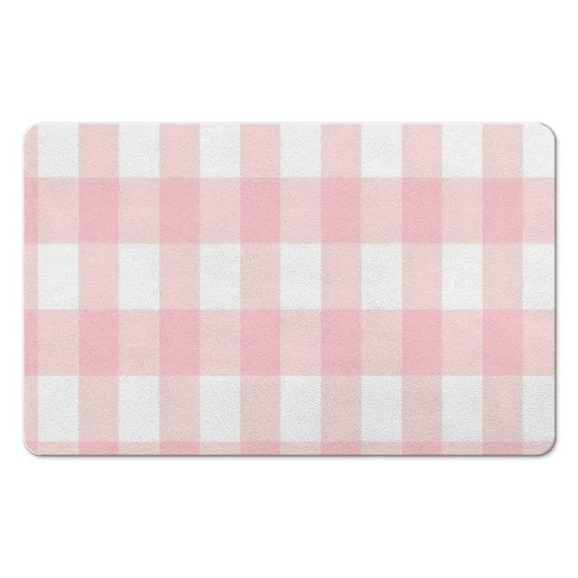 Luxury Checkered Grid Bathroom Rug, 20x32 in Classic Checkerboard Extra Soft and Absorbent Microfiber Bath Rugs, Non-Slip Bath Carpet for Bathroom Floor