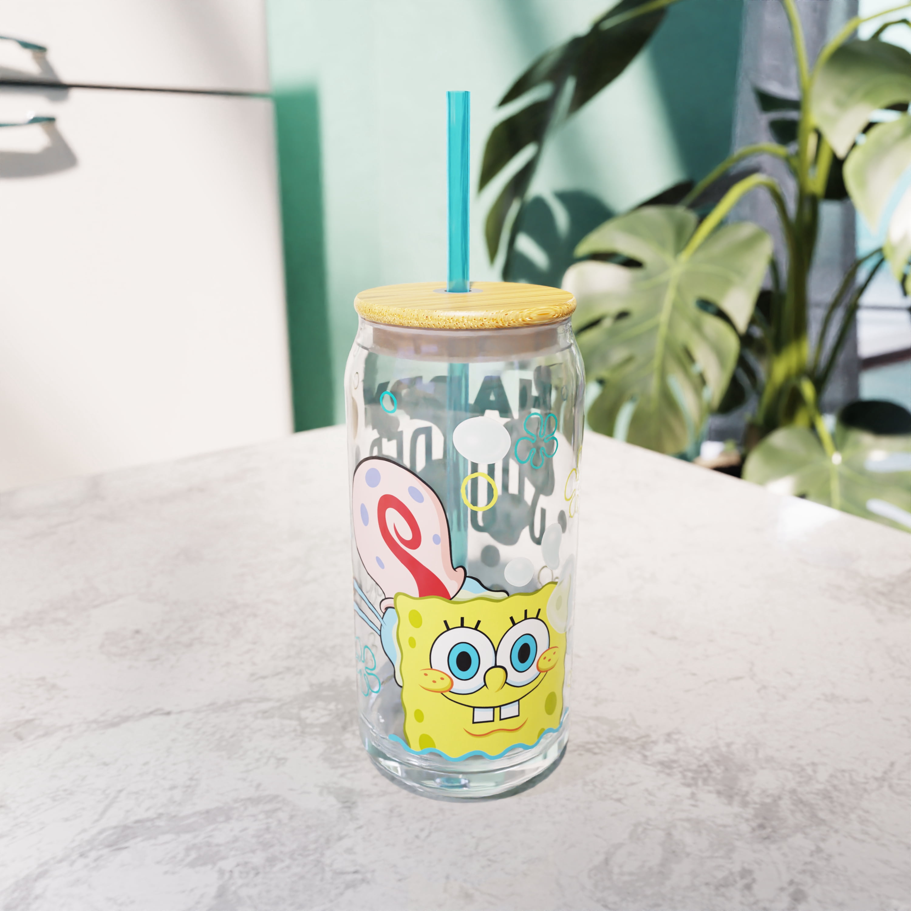 Zak Designs 20oz Spongebob Glass Hadley Tumbler