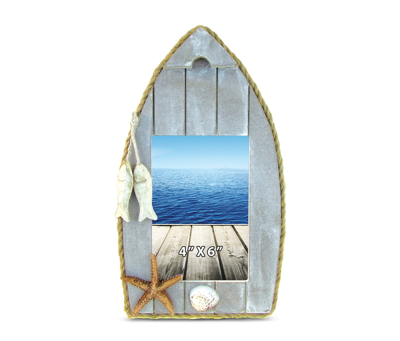PuzzledBlue Ship and Lighthouse Photo Frame 4"x6" Nautical Picture Frame 