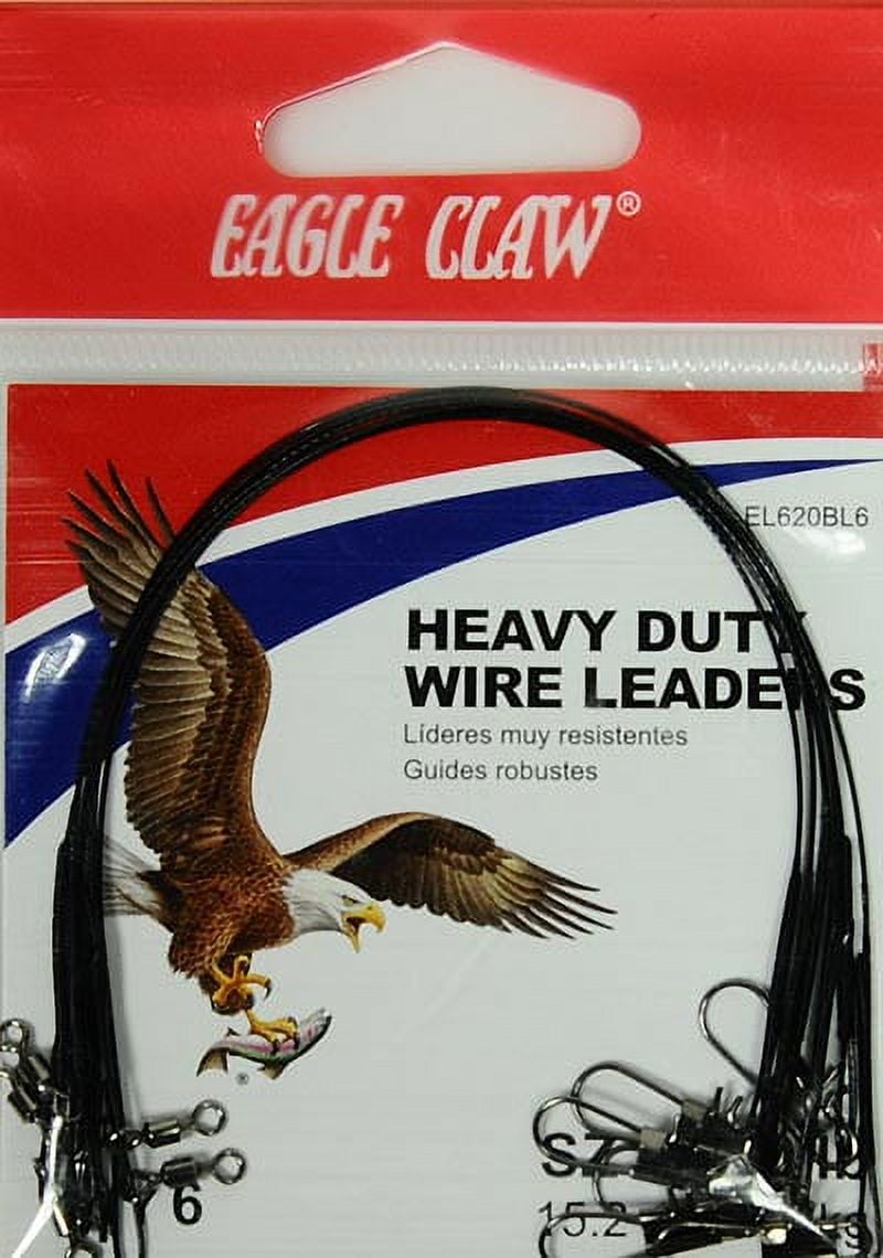 (3 pack) Eagle Claw 6" 20 lb. Heavy Duty Wire Leader, Black, 6 Pack