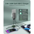 thumbnail image 2 of Cargador KWRNVO Plano USB de pared 65W GaN 3 puertos MacBook Pro/Air, 2 of 8