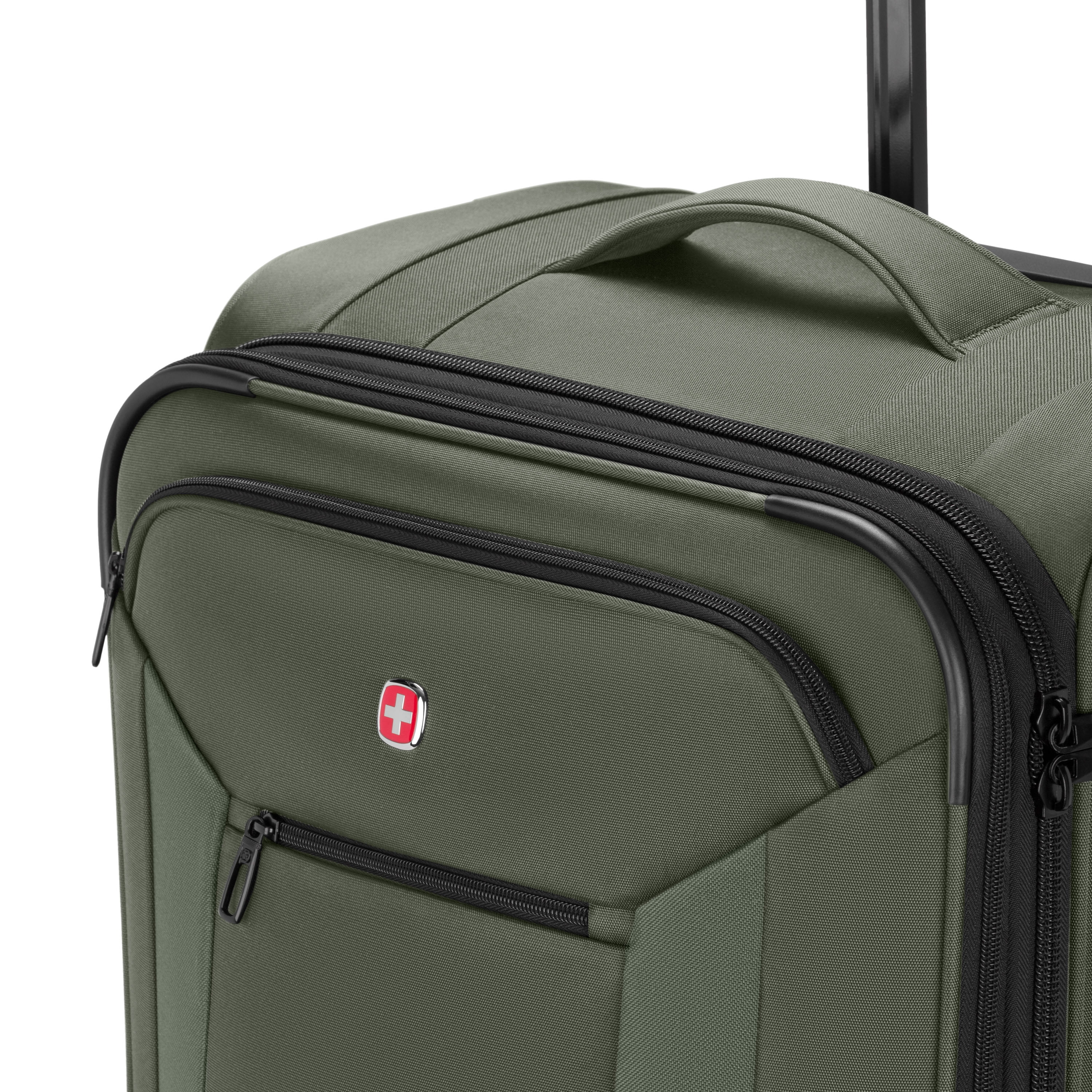 SWISSGEAR Stride Expandable Large Checked Spinner Luggage, Olive Green, 8 Wheels & Built-in TSA Lock