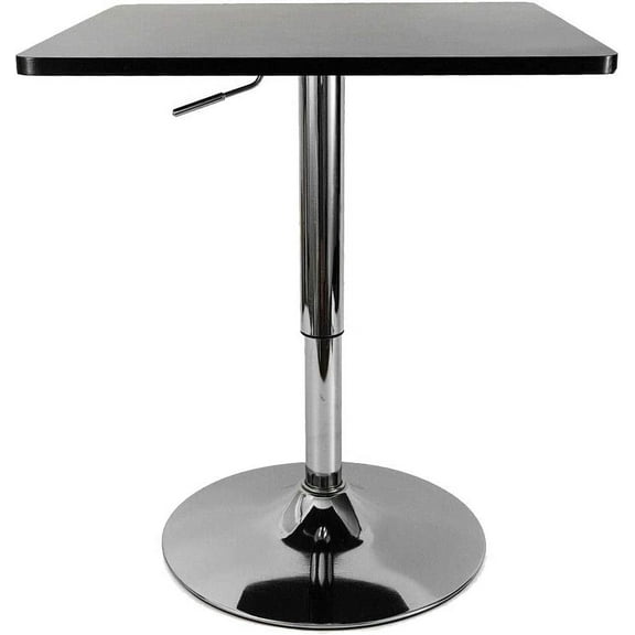 Miumaeov 28”-35” Adjustable Height Square MDF & Stainless Steel Patio Bar Table with Swivel, Black