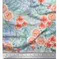 thumbnail image 1 of Soimoi Tissu en Velours Rose Imprimé Feuilles & Roses au Mètre 58 Pouces de Large, 1 of 3