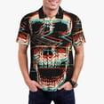 thumbnail image 3 of Balery Glitch Screaming Skull Printed Men’s Short Sleeve Polo Shirt, Midweight Men's Shirt,Golf Polo shirts -XX-Large, 3 of 9