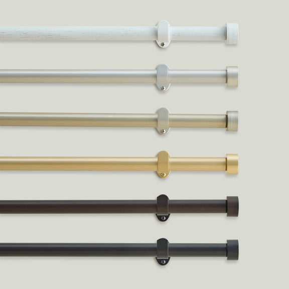 Threadmade Serena Single Curtain Rod with Contemporary Cap Finial, Antique Bronze - 32"W x 142"L