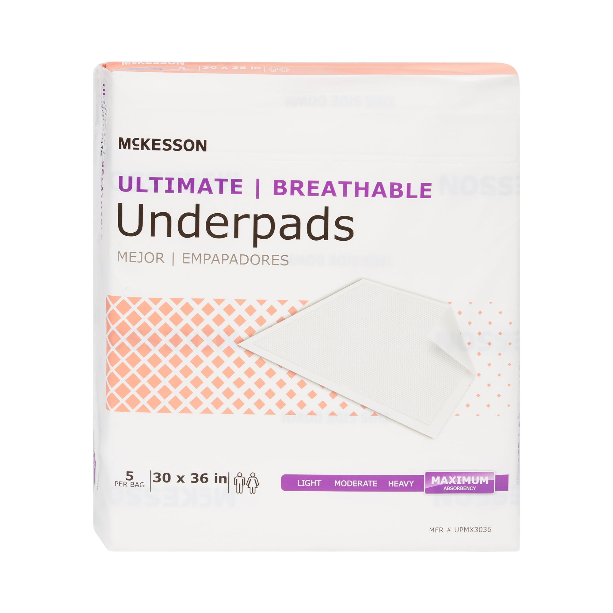 McKesson Breathable Underpads 30 in x 36 in, Incontinence Disposable Bed Pads, Maximum Absorbency Underpad, 70 Ct