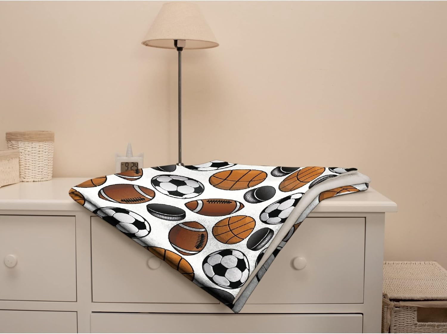 Basketball Soccer Print Blanket Gifts Plush Fuzzy Cozy Soft Lightweight Blankets for Couch Air-Conditioning Quilts Decor Blanket for Chirstmas Birthday 50"x40" for Kids