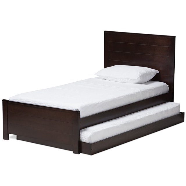 Baxton Studio Catalina Lit Plateforme Simple avec Lit Gigogne en Espresso