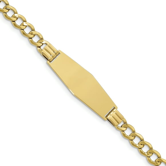 Bracelet Diamond Shape ID à Maillons Gourmette Semi-Souple 14k, Doux, Diamond Shape ID (Poids : 11 Grammes, Longueur : 7 Pouces)