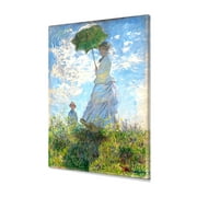 DECORARTS - The Walk, Woman with a Parasol (1875), Claude Monet Art Reproduction. Giclee Canvas Prints Wall Art for Home Decor 20x16"