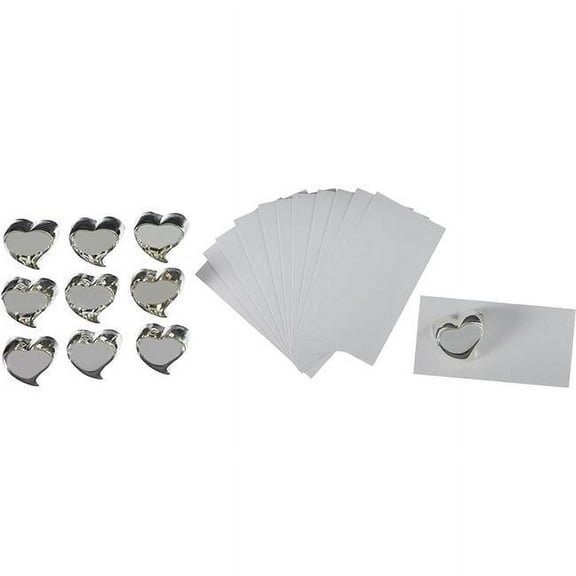 Ivy Lane Design 67VC Silver Heart Place Card Holder - Pack of 10