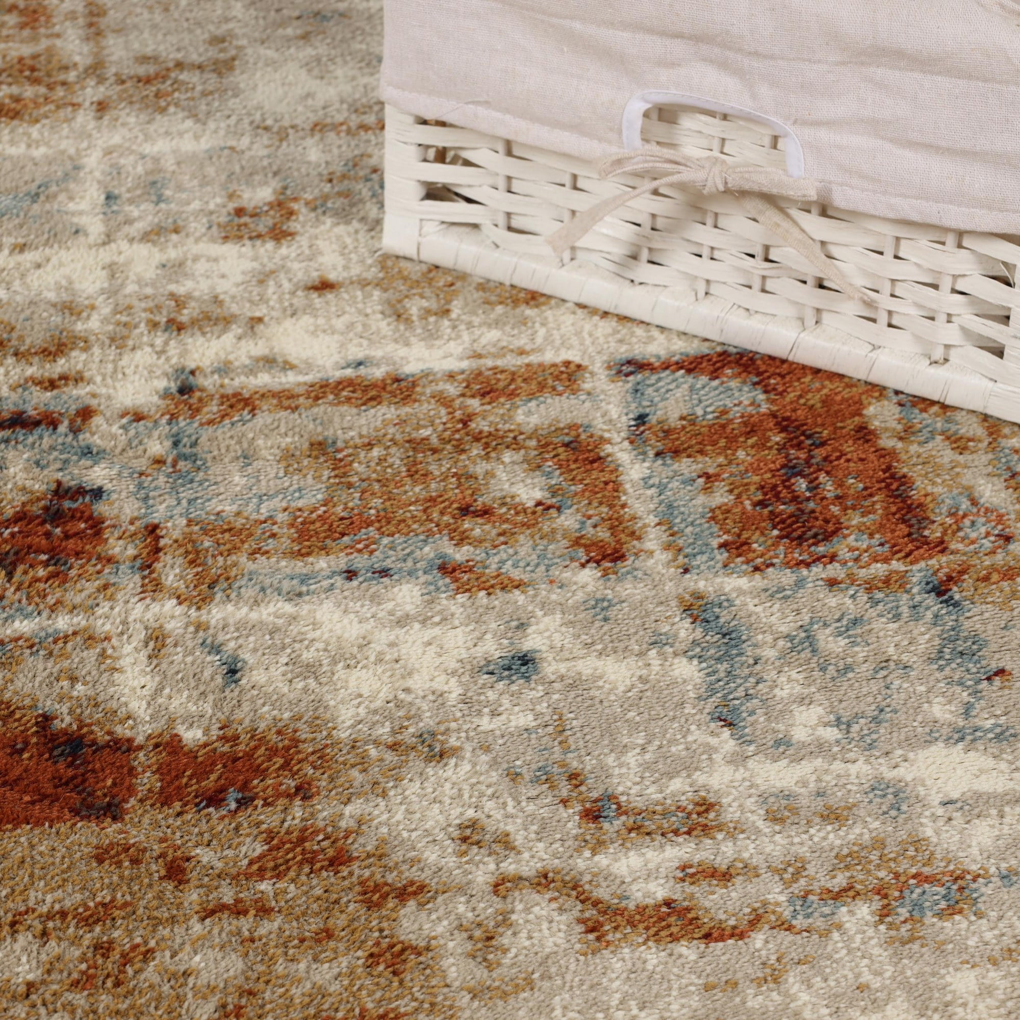 Superior Palani Washed Abstract Indoor Area Rug, 8' x 10', Cream/ Rust