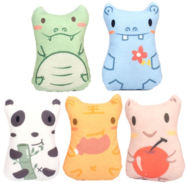 5PCS Animal Cat Chew Toy Interactive Catnip Filled Kitten Toy Soft Pet Toy