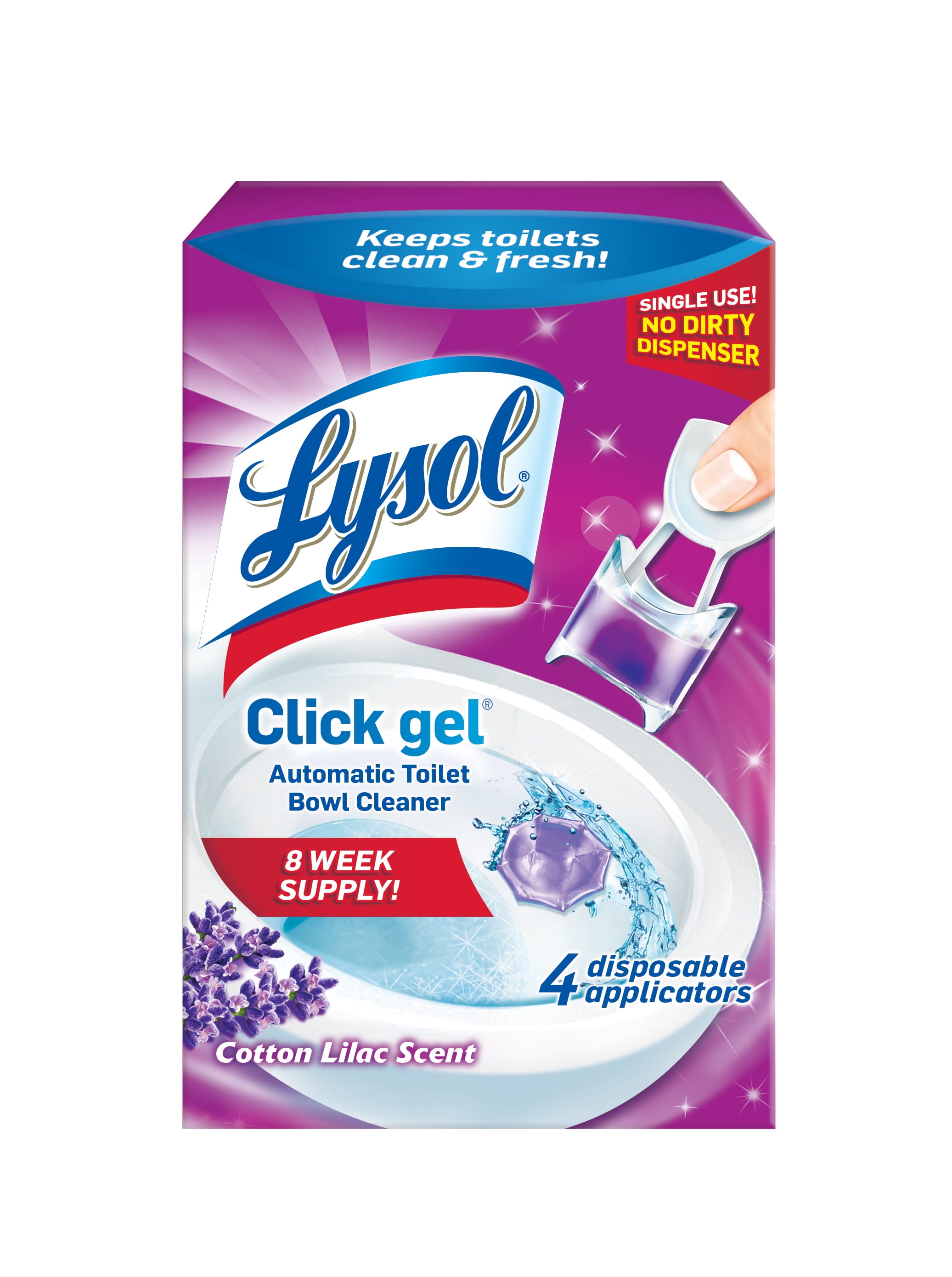 Lysol Click Gel Automatic Toilet Bowl Cleaner, Lavender Scent, 4ct
