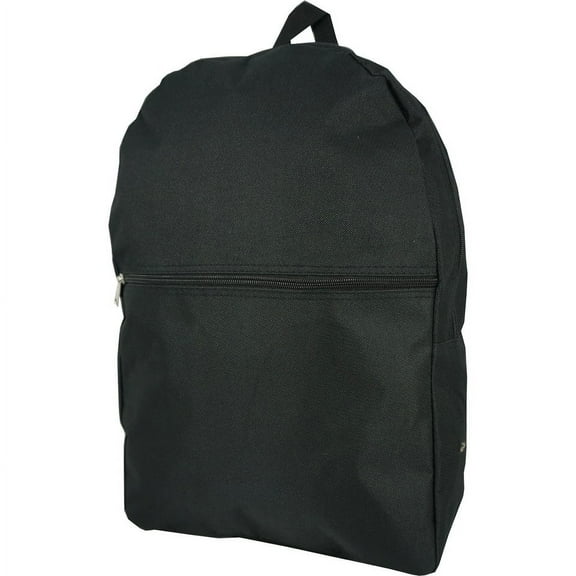 K-Cliffs Simple Unisex 17" School Student Backpack, Polyester, Black